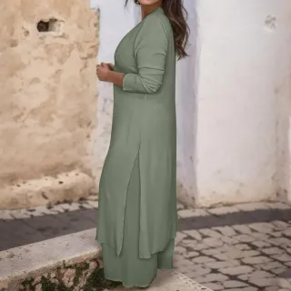 Conjunto caftán verde oliva 2 piezas (nuevo)