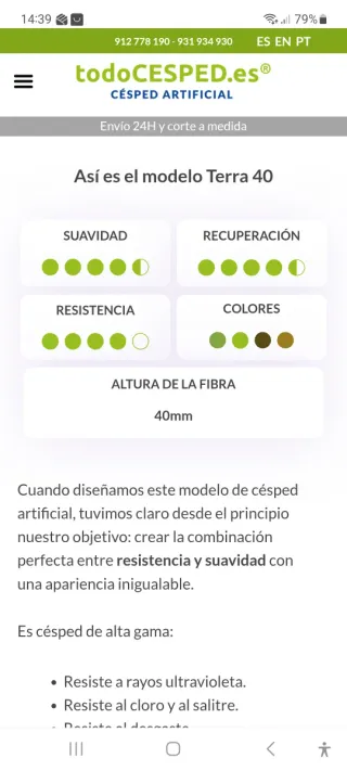 Césped artificial verde