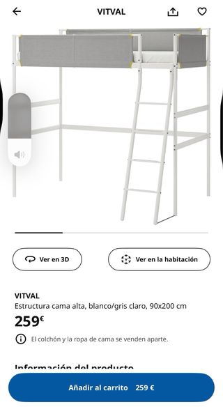 Letto a castello IKEA VITVAL + MATERASSO 