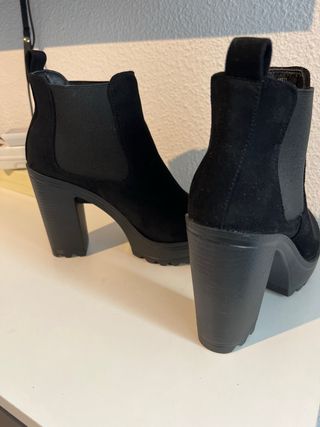 Botín Tacón/Plataforma Talla 37 Negro