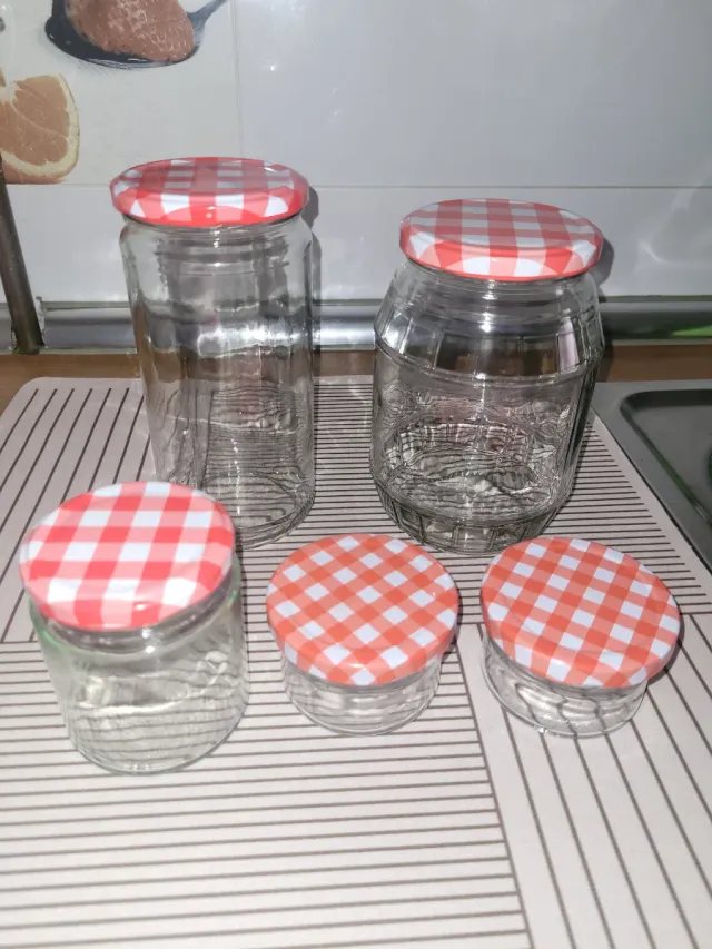 Juego de 4 botes de cristal con tapa