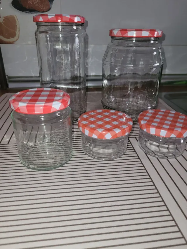 Juego de 4 botes de cristal con tapa