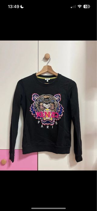 Sudadera Kenzo Negra con Tigre Bordado