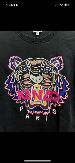 Sudadera Kenzo Negra con Tigre Bordado