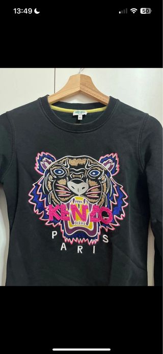 Sudadera Kenzo Negra con Tigre Bordado