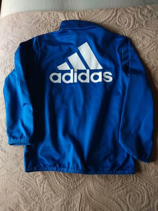 Sudadera Adidas cremallera niño azul. 116cm (5-6)