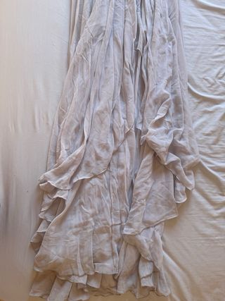 Vestido largo de fiesta gris plateado