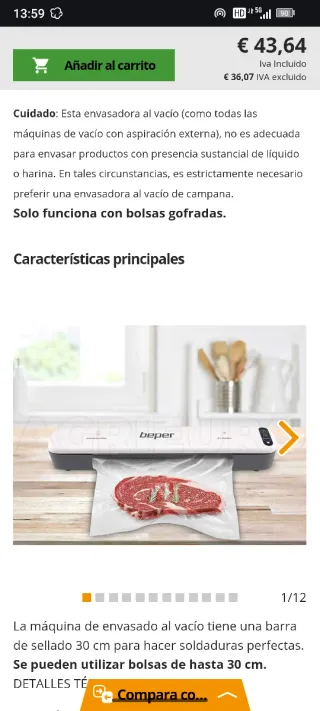 Envasadora al vacío Beper P102CON001