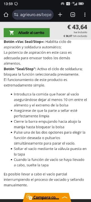 Envasadora al vacío Beper P102CON001