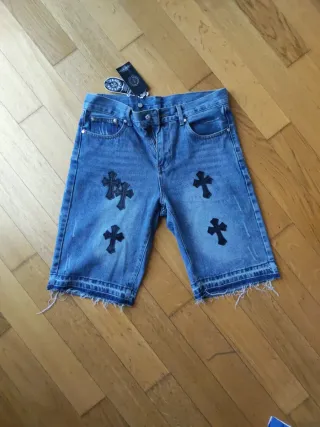 Chrome Hearts Jorts Denim Croce Neri