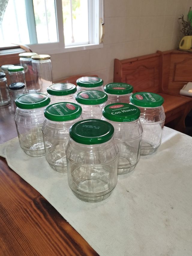 Lote 9 Botes Cristal con Tapa Verde para conserva