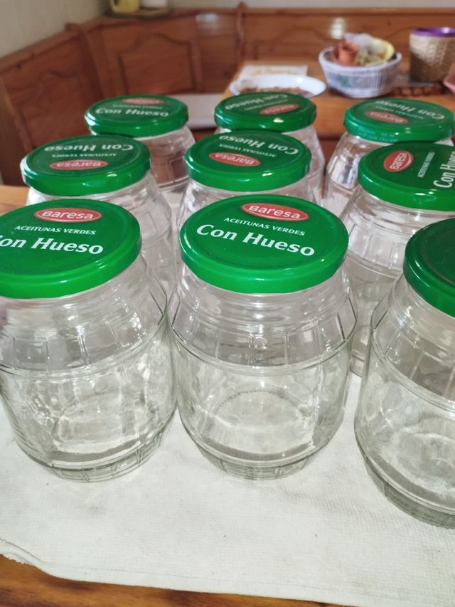 Lote 9 Botes Cristal con Tapa Verde para conserva
