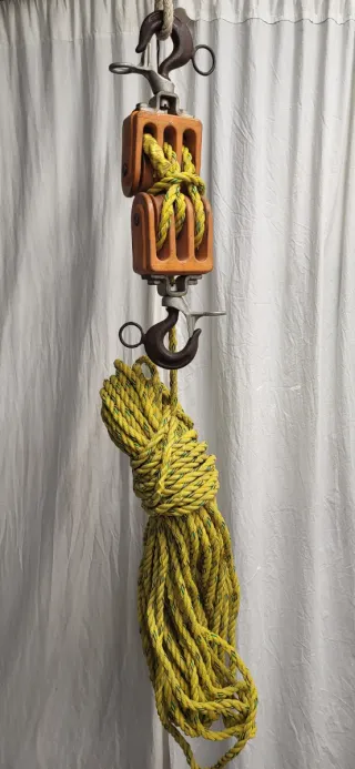 Polea, trocola, triple con 40m de cuerda