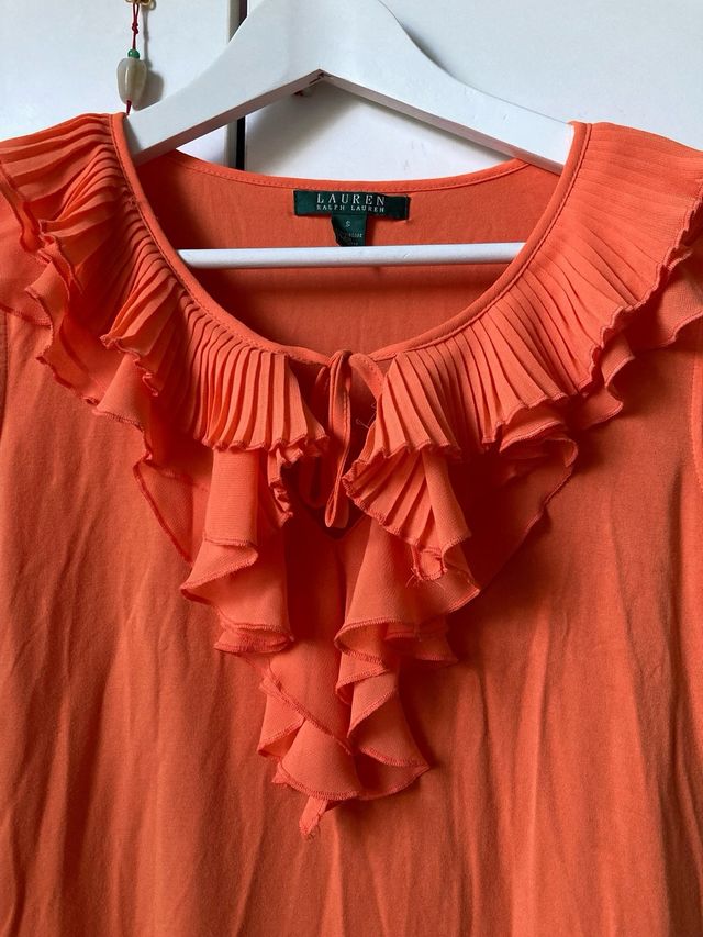 Blusa Ralph Lauren Naranja con Volantes