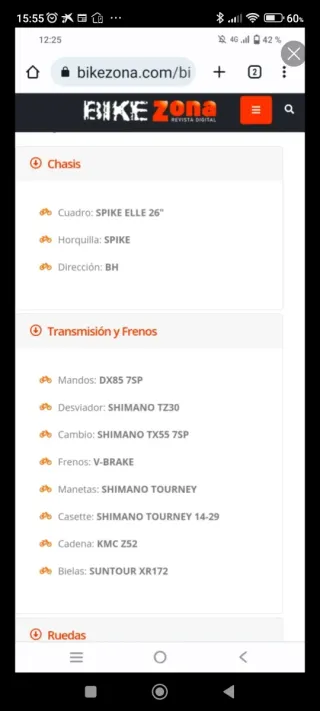 Bici BH Spike Elle Blanca y Azul. Ligera y comoda