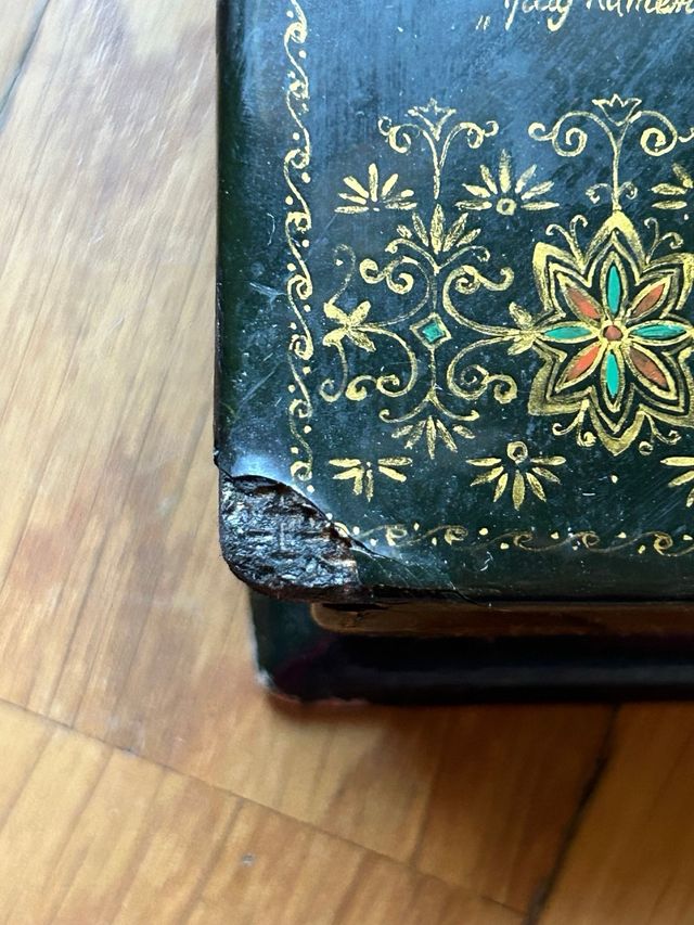 Antica scatola russa laccata firmata 16,5 x 8,5