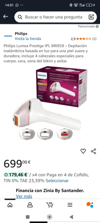 Depiladora Philips Lumea Prestige IPL BRI959