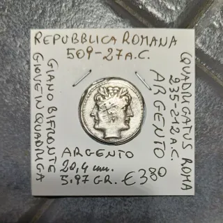Moneta Romana Quadrigatus Argento 235-212 a.C.