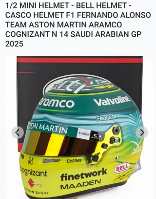 1/2 Mini Casco Bell F1 Fernando Alonso