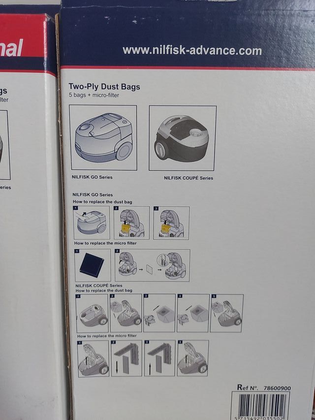 Nilfisk Bolsas Aspirador Originales (2 Paquetes)