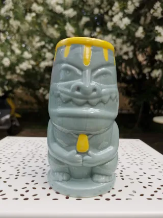 Tiki Mug Bicchiere Cocktail Ceramica Grigio Giallo