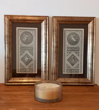 Coppia di Quadri classici in legno e vetro