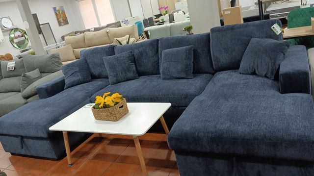 Sofá Chaise Longue Azul con Arcón