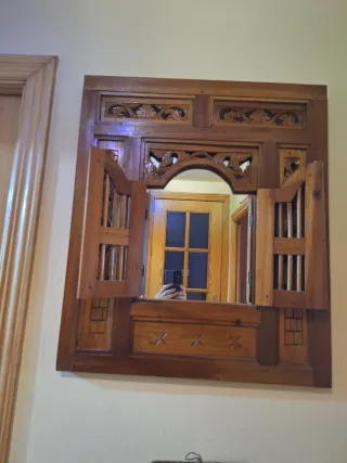 Espejo Madera Tallado Ventana