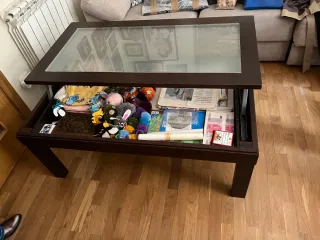 Mesa de comedor madera y cristal y mesa centro