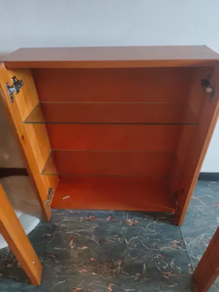 Vitrina de madera con puertas de cristal