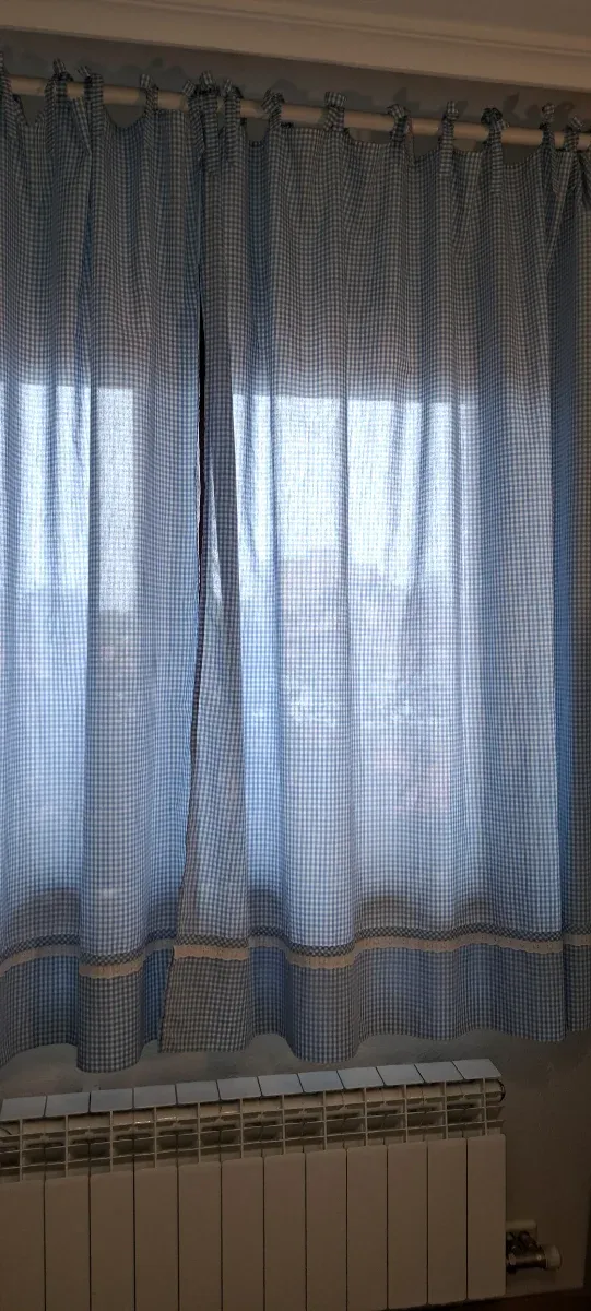 Cortinas Vichy Azul y Blanco