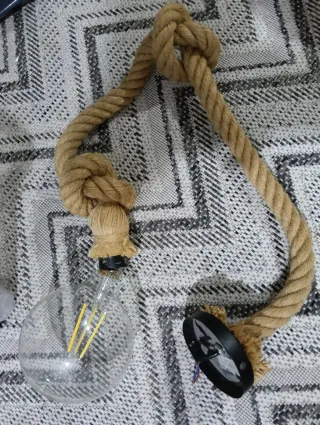 Lámpara Colgante Cuerda Y Bombilla