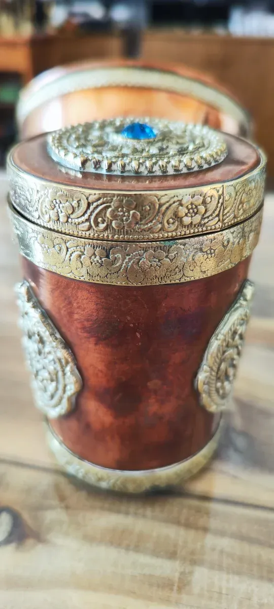 Juego 3 piezas cobre grabado