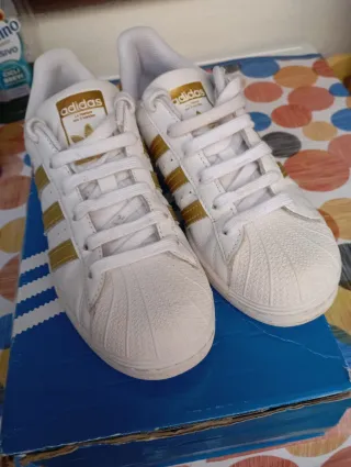 Adidas Superstar Oro Bianco Donna Usate Poco