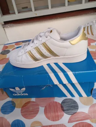 Adidas Superstar Oro Bianco Donna Usate Poco