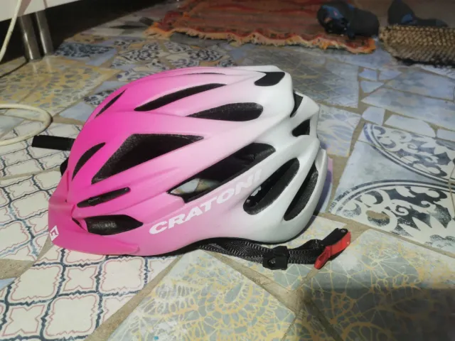 Casco bici junior rosa y blanco