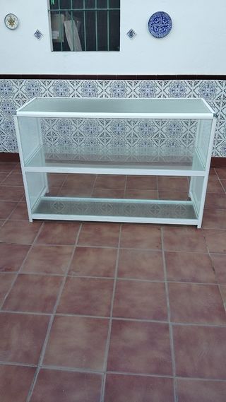 Mostrador cristal y aluminio 2 estantes