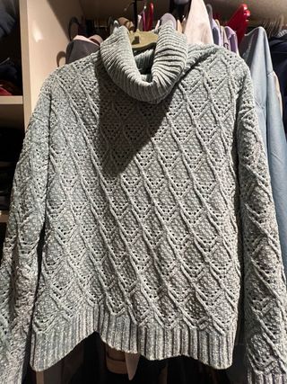 Jersey cuello alto turquesa