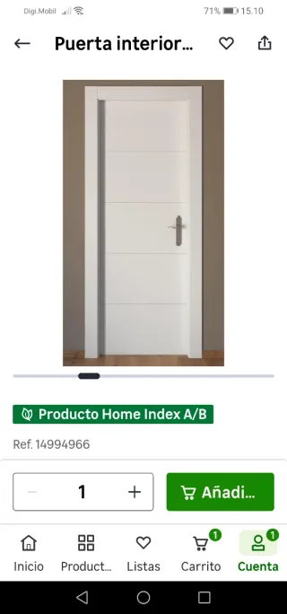 Porta int. blanca LeroyMerlin 72,5cm nova.