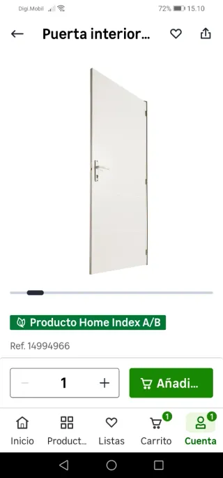 Porta int. blanca LeroyMerlin 72,5cm nova.