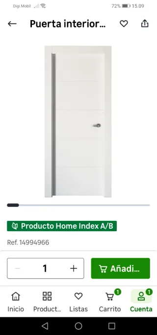 Porta int. blanca LeroyMerlin 72,5cm nova.