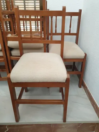 6 Sillas de Comedor Maderade haya y Tela