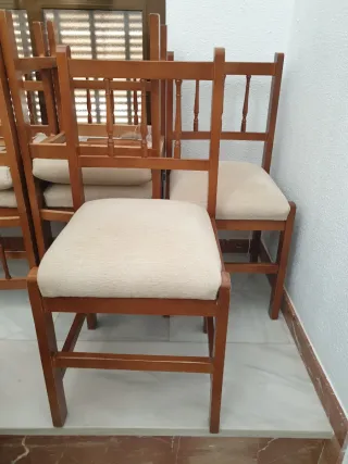 6 Sillas de Comedor Maderade haya y Tela