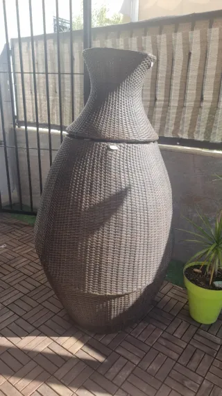 Muebles de terraza ratán marrón y verde