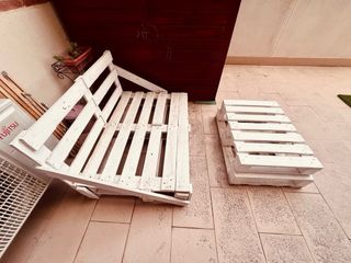 Sofá y Mesita Palets Madera Blanca