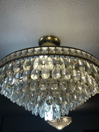 2 Lámparas Vintage Cristal y Acero Inoxidable