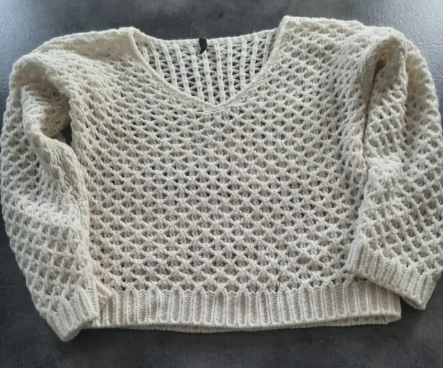 Maglione donna beige/bianco taglia unica