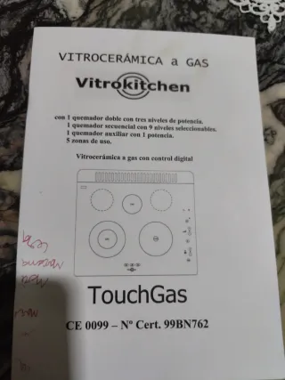 Piani cottura Vitrocerámica Vitrokitchen con gas naturale e butano