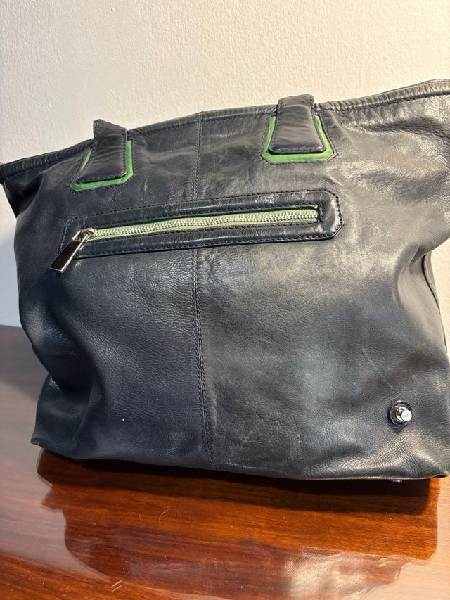 Bolso de piel Aita azul marino oscuro