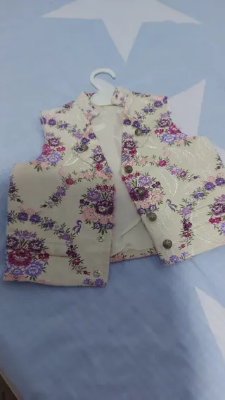 Traje Fallero Niño Floral Beige y Morado